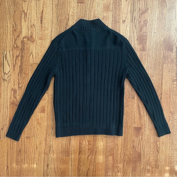 Cezani black cotton ribbed zip up sweater size L - Picture 7 of 12